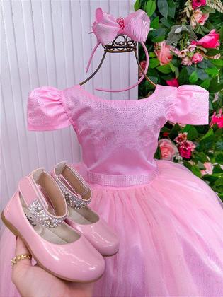 Imagem de Vestido Longo Rosa Bebê Babadinho para Meninas - Coleção Enjoy