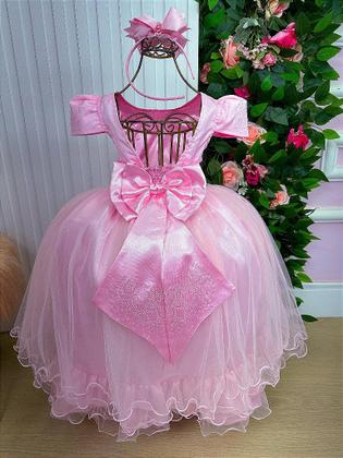 Imagem de Vestido Longo Rosa Bebê Babadinho para Meninas - Coleção Enjoy