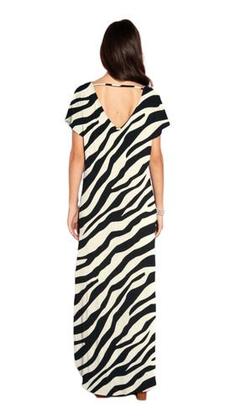 Imagem de Vestido Longo Soltinho Com Fenda Zebra.
