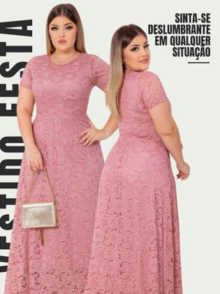 Imagem de Vestido Longo Soltinho Manga Curta Festa Romantico Casamento