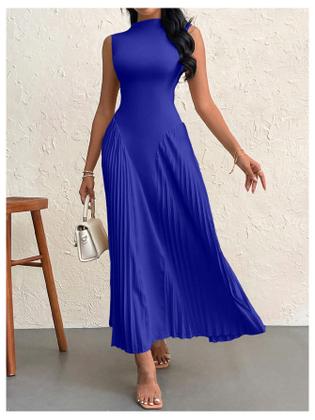 Imagem de Vestido longo SOLY HUX sem mangas A Line Flowy Royal Blue para mulheres