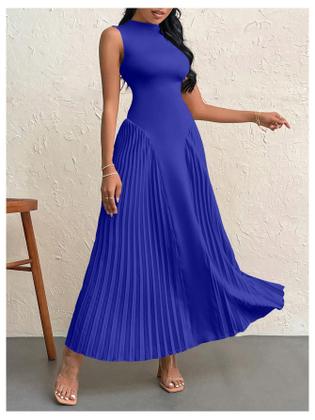 Imagem de Vestido longo SOLY HUX sem mangas A Line Flowy Royal Blue para mulheres