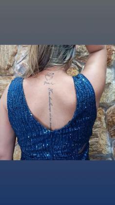 Imagem de Vestido longo tido de paetê azul marinho G.