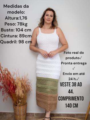 Imagem de Vestido longo trico rendado crochê forrado