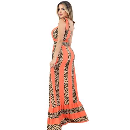Imagem de Vestido Longo Viscolycra Amarração Ombros Estampado Feminino