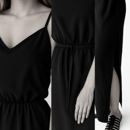 Imagem de Vestido longo viscose com alça ajustavel e cinto