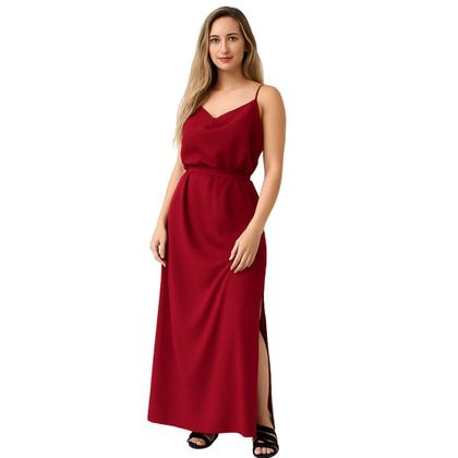 Imagem de Vestido longo viscose com alça ajustavel e cinto