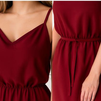 Imagem de Vestido longo viscose com alça ajustavel e cinto