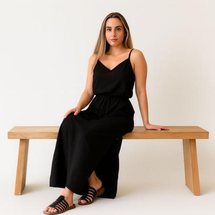 Imagem de Vestido longo viscose com alça ajustavel e cinto