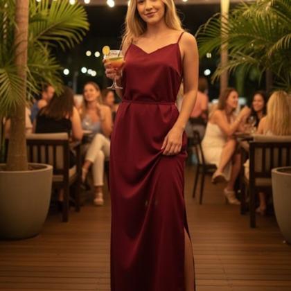 Imagem de Vestido longo viscose com alça ajustavel e cinto