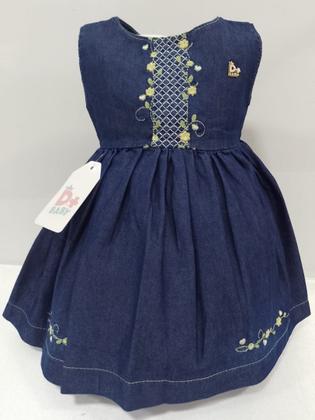 Imagem de Vestido Luxo Bebê Menina Malha Denim Bordado D+ Baby 60211