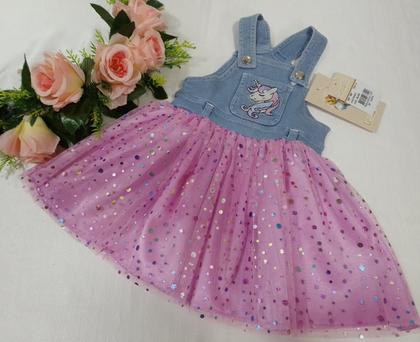 Imagem de Vestido Luxo Jeans Bebê Menina Verão Lessa Kids Enxoval 7967