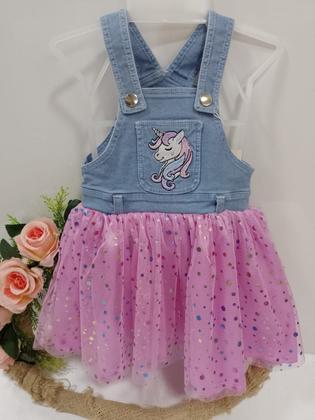 Imagem de Vestido Luxo Jeans Bebê Menina Verão Lessa Kids Enxoval 7967