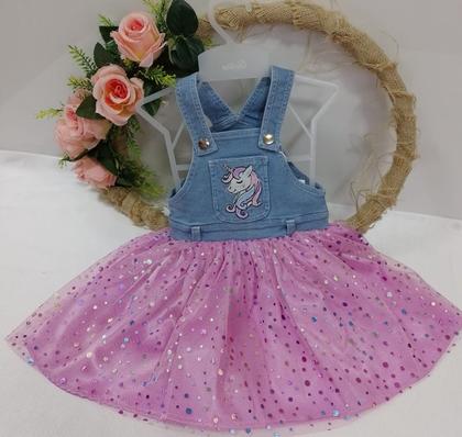 Imagem de Vestido Luxo Jeans Bebê Menina Verão Lessa Kids Enxoval 7967