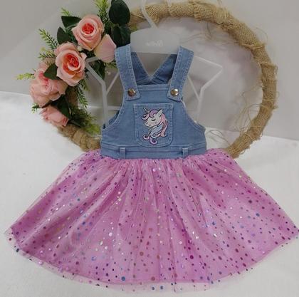 Imagem de Vestido Luxo Jeans Bebê Menina Verão Lessa Kids Enxoval 7967