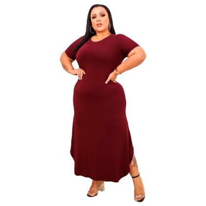 Imagem de Vestido Malha Viscolycra Com Manga Moda Evangélica Plus Size  Fresquinho