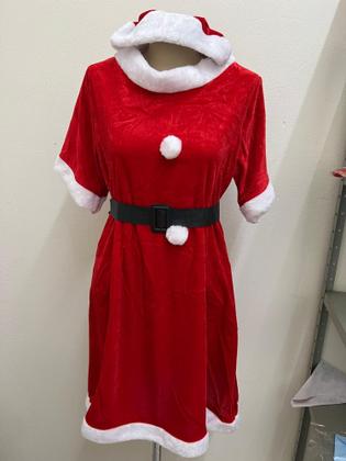 Imagem de Vestido Mamãe Noel Veludo Adulto Fantasia Roupa Natal Festa