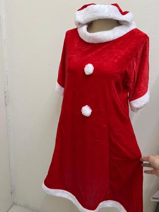 Imagem de Vestido Mamãe Noel Veludo Adulto Fantasia Roupa Natal Festa