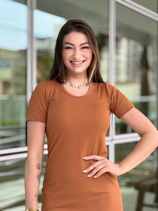 Imagem de Vestido manga curta canelado tubinho 2361