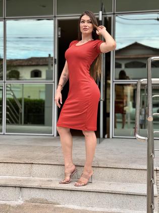 Imagem de Vestido manga curta canelado tubinho 2361