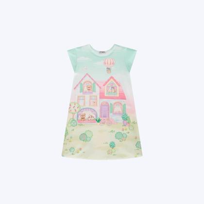 Imagem de Vestido Manga Curta Em Malha Power Colorido Infantil Menina Infanti 83019 Verde