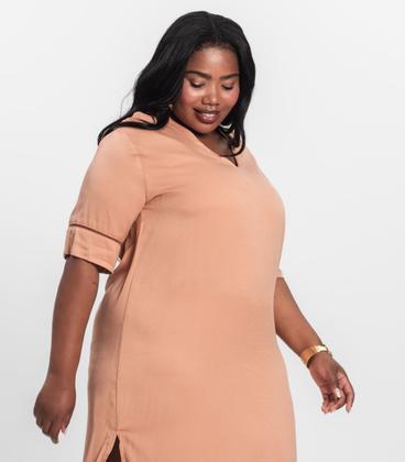 Imagem de Vestido Manga Curta em Viscose Secret Glam Marrom