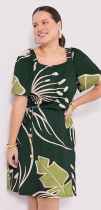 Imagem de Vestido Manga Curta Lunender - Estampado Verde - Inverno