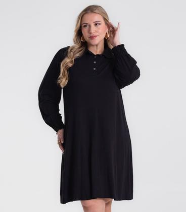 Imagem de Vestido Manga Longa Evase Plus Size Secret Glam Preto
