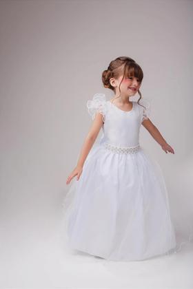 Vestido Marie Longo Amanda Branco Damas Casamento Florista Imagem de Vestido Marie Longo Amanda Branco Damas Casamento Florista