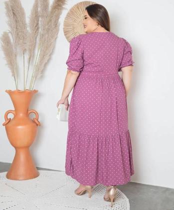 Imagem de Vestido Max Mídi Evangélico Poá com Manga Bufante Temporal