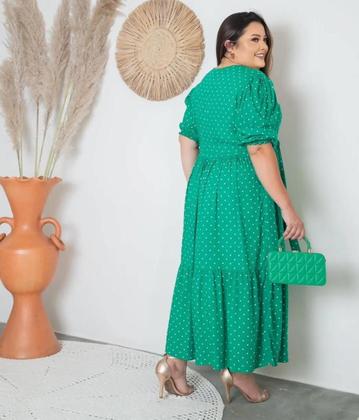 Imagem de Vestido Max Mídi Evangélico Poá com Manga Bufante Temporal