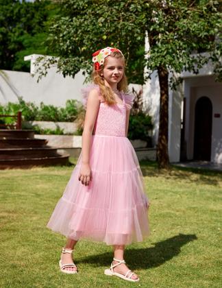 Imagem de Vestido maxi Arshiner Girl Summer sem mangas rosa tamanho 7-8