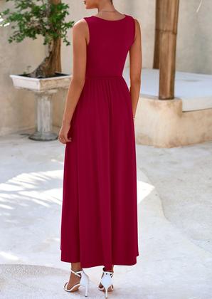 Imagem de Vestido maxi feminino PRETTYGARDEN, babado de verão, sereia, vinho