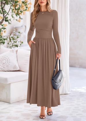 Imagem de Vestido maxi feminino PRETTYGARDEN, casual de primavera, manga comprida