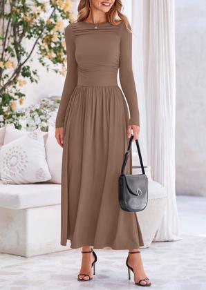 Imagem de Vestido maxi feminino PRETTYGARDEN, casual de primavera, manga comprida