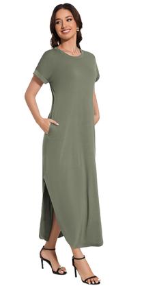 Imagem de Vestido maxi Jeqeocafy casual de verão solto com bolsos para mulheres