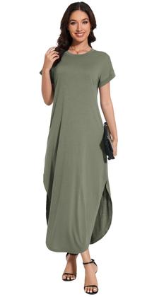 Imagem de Vestido maxi Jeqeocafy casual de verão solto com bolsos para mulheres