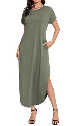 Imagem de Vestido maxi Jeqeocafy casual de verão solto com bolsos para mulheres