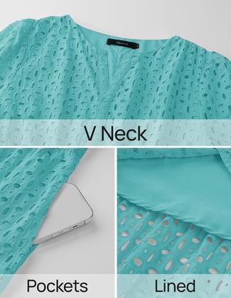 Imagem de Vestido maxi ZESICA 2025 de verão de manga curta com decote em V para mulheres