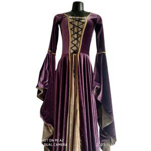 Imagem de Vestido Medieval Longo Cor Esclusiva Limitada Bege E Roxo