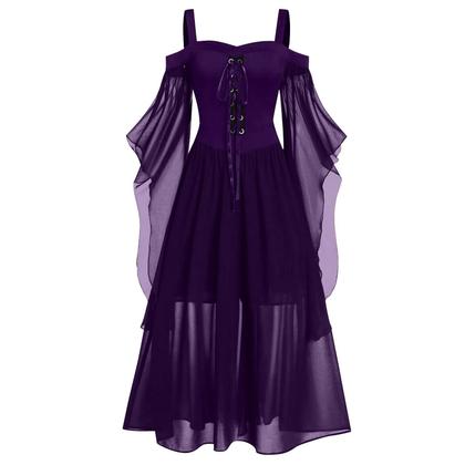 Imagem de Vestido Medieval Plus Size para Halloween e Carnaval - Manga Borboleta e Ombro Frio