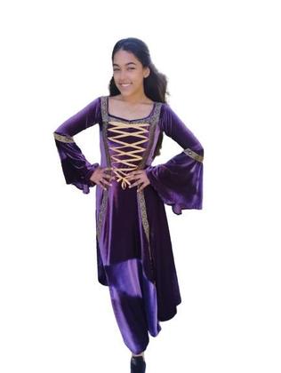 Imagem de Vestido Medieval Tradicional na cor roxo luxuoso