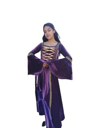 Imagem de Vestido Medieval Tradicional na cor roxo luxuoso