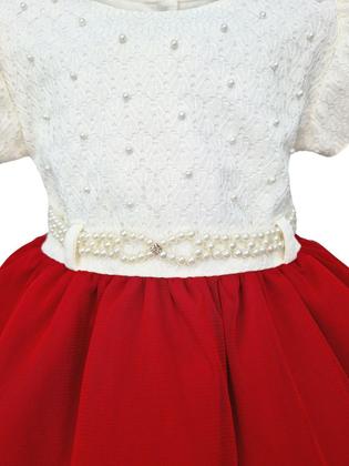 Imagem de Vestido Menina Bonita De Festa Pérolas Infantil Com Manga