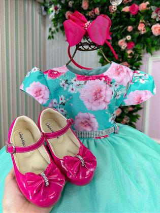 Imagem de Vestido Menina Bonita Jardim Encantado Maiza Verde - Tecido Tafetá e Tule