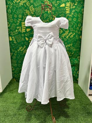 Imagem de Vestido Menina Infantil Elegante Branco Liso