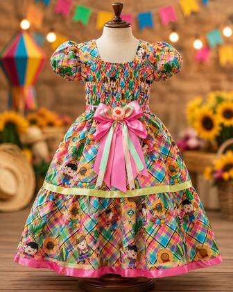Imagem de Vestido Menina Infantil Elegante Festa Junina Sertão