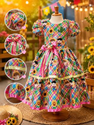 Imagem de Vestido Menina Infantil Elegante Festa Junina Sertão
