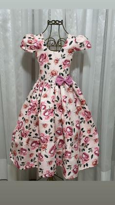 Imagem de Vestido Menina Infantil Elegante Flor Lis Florido Babado