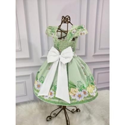 Imagem de Vestido Menina Infantil Perola Temático Tiana a Princesa e o Sapo